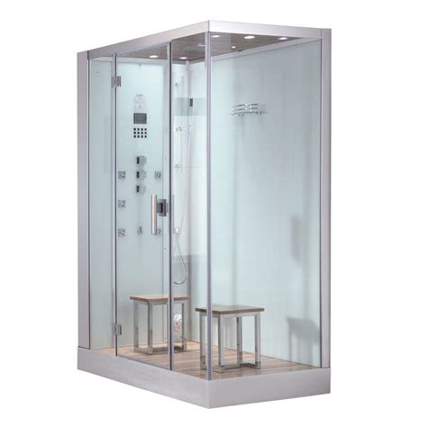 Ariel 59 in. x 35.4 in. x 89.2 in. Steam Shower Enclosure Kit in White ...