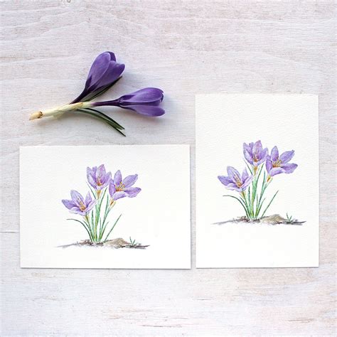 Purple Crocus Watercolor Print – Trowel and Paintbrush