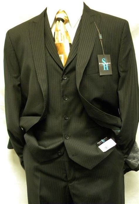 Steve Harvey Suits 2 Button Black Stripe 3 Piece 1224 | Designer suits ...