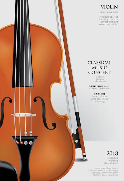 La plantilla de póster de concierto de música clásica con violín | Vector Premium