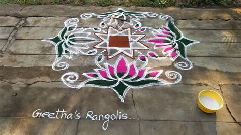 Creative lotus kolam#Lotus kolam | Beautiful rangoli designs, Rangoli designs, Creative