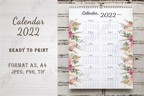 Floral calendar for 2022.