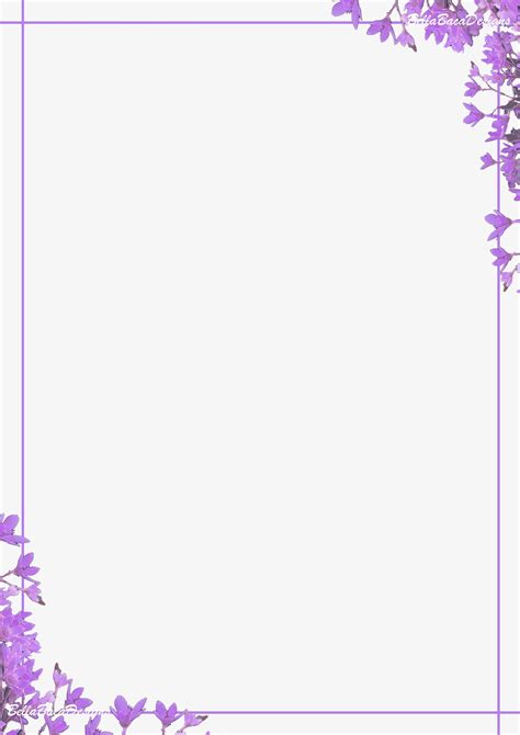 Printable Pretty Lavender Purple Floral Page Border Designs A4 PNG PDF ...