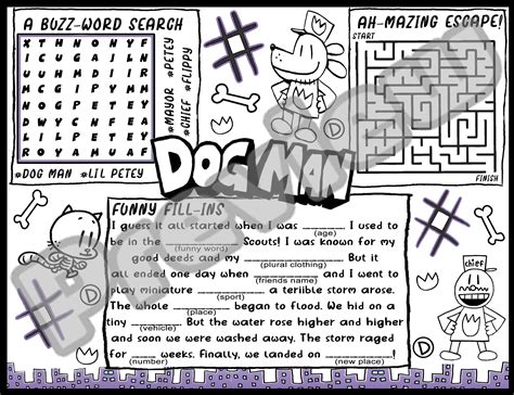 Dog Man Game Sheet Activity Birthday Game Dogman Theme - Etsy