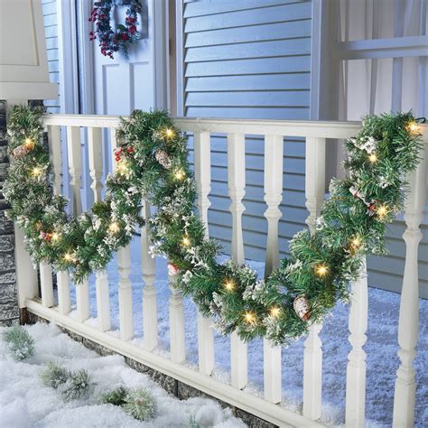 9-Foot Battery Operated Frosted Garland with Timer | Collections Etc.