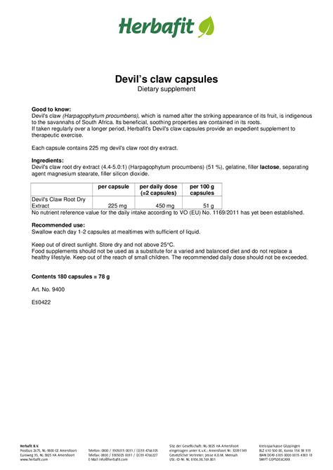 Devil's Claw Capsules » Order online now | Herbafit