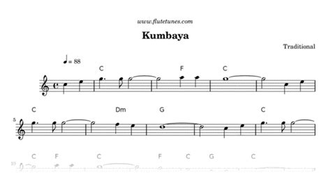 Kumbaya (Traditional) - Free Flute Sheet Music | flutetunes.com