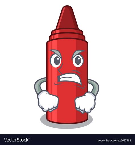 Angry red crayon in a cartoon bag Royalty Free Vector Image
