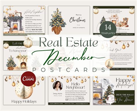 12 Real Estate Holiday Postcards Christmas Real Estate Postcard Templates Holiday Themed ...