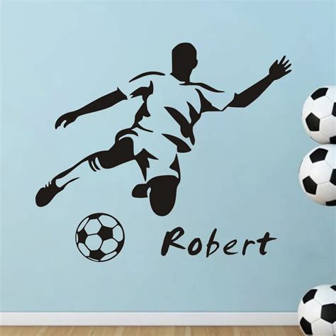 Football wall stickers Personalised name Football Player Wall Art Decal ...