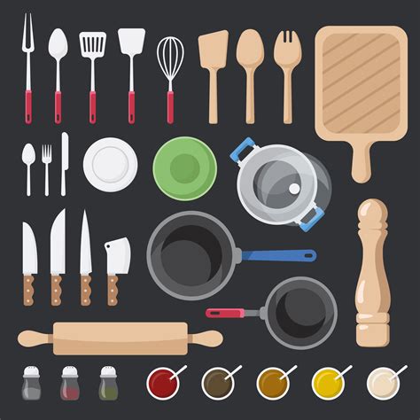 Kitchen utensils and ingredients vector set - Download Free Vectors, Clipart Graphics & Vector Art