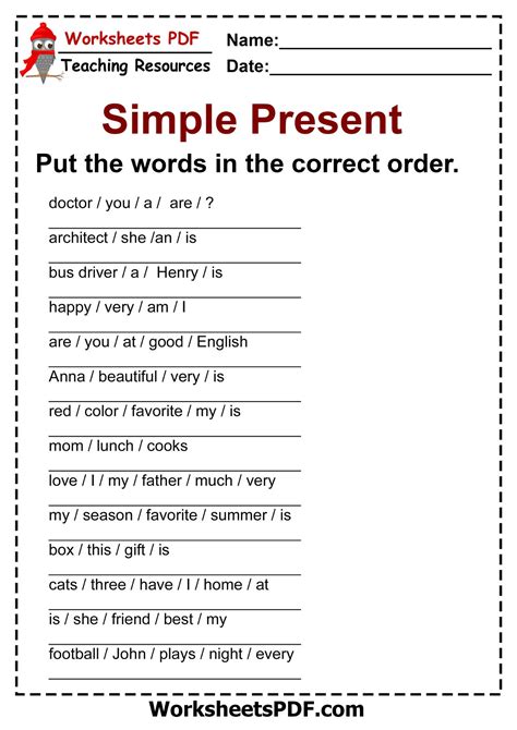 Simple Present Tense Exercises - Benytr