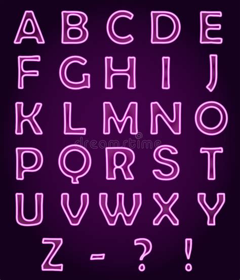 Neon Light Letters Alphabet ABC, Vector Font Stock Vector - Illustration of letter, color: 70932808