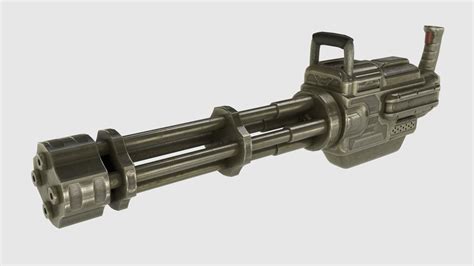 Low Poly Minigun With PBR Materials 3D Model $23 - .unknown .blend .3ds ...