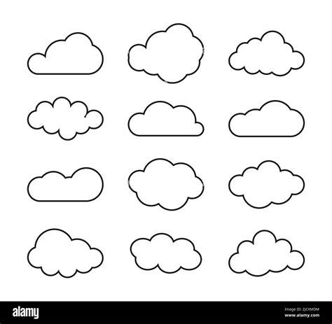 Set of blue sky, clouds. Cloud icon, cloud shape. Set of different ...