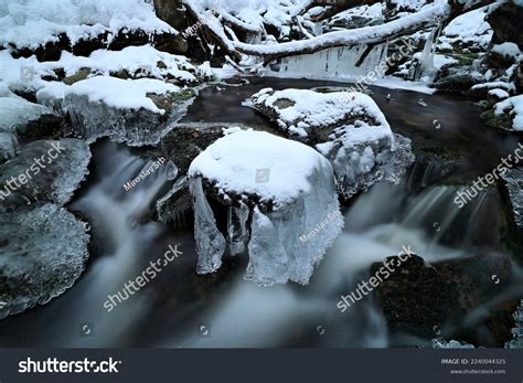 Potok Black Mountain Stream Winter Waterfall Stock Photo 2240044325 ...