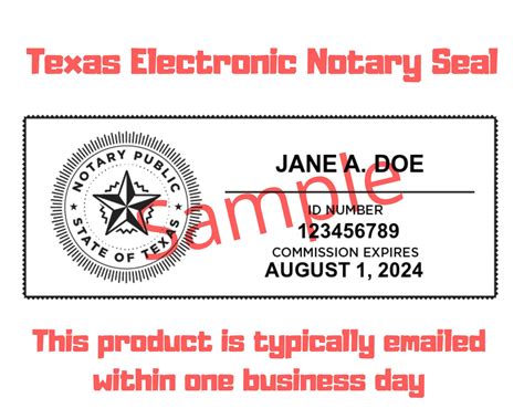 Texas Electronic Notary Seal - Etsy