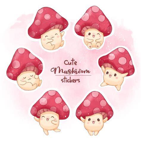 Cute Mushroom sticker Set 7152873 Vector Art at Vecteezy