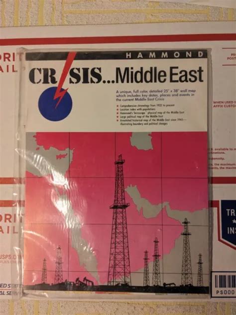 VINTAGE HAMMOND CRISIS Middle East 25"x38" Wall Map w/Key Dates, Places, Sealed! $8.99 - PicClick