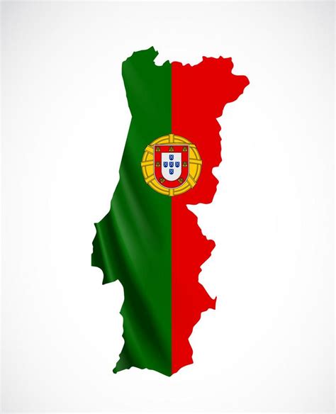 Mapa de la bandera de Portugal: Mapa de Portugal con la bandera dentro