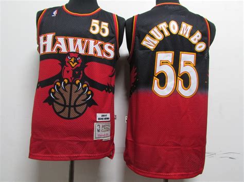 New Adult Atlanta hawks Dikembe mutombo classic red basketball jersey 55