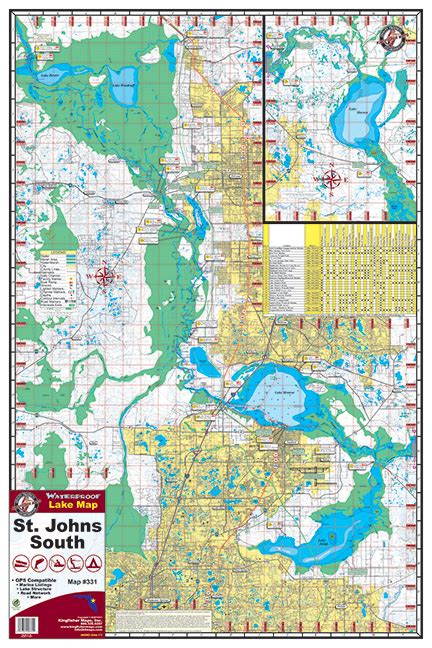 St. Johns South Waterproof Lake Map – #331 – Kingfisher Maps, Inc.