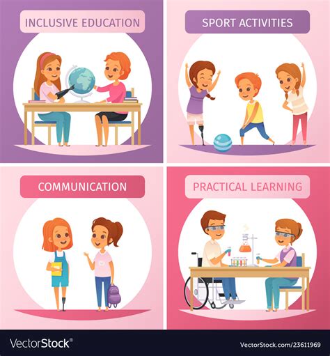 Inclusion inclusive education icon set Royalty Free Vector