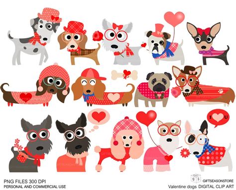 Valentine dogs clip art for Personal and Commercial use