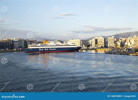 Ferry Arrives in Piraeus Harbor, Athens, Greece - May 2014 Editorial Stock Image - Image of ...