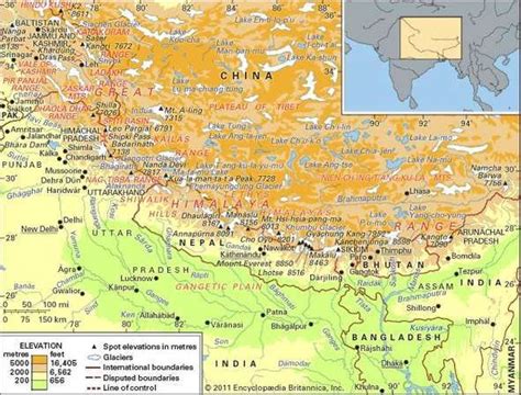 India Map Himalayan Ranges