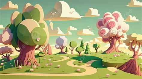 Landscape Cute Cartoon Children Illustration Background, Landscape ...