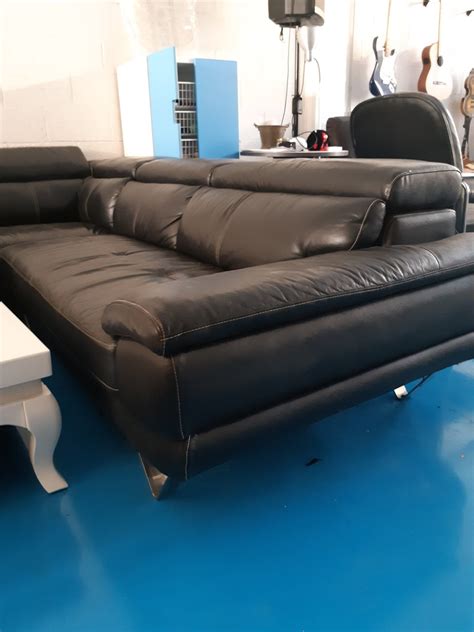 Black Leather Corner Sofa – The Jerusalem Market