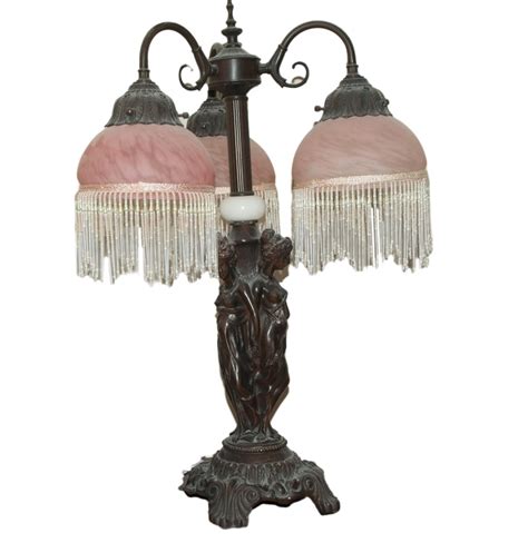 Victorian Style Lamp with Beaded Fringe Shades : EBTH