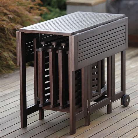 northbeam Folding Square Eucalyptus Wood Outdoor Dining Table ...