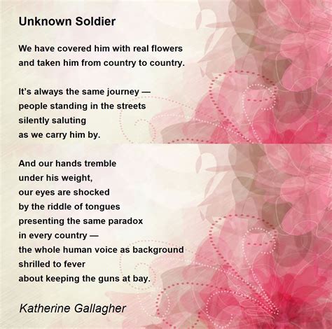 Unknown Soldier Poem by Katherine Gallagher - Poem Hunter