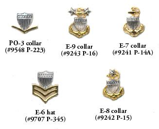 2 US COAST GUARD E-7 CHIEF PETTY OFFICER DEVICE COLLAR HAT PIN RANK ...