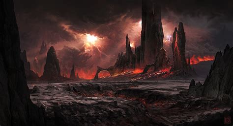 Fiery Volcano Environment Concept Art Gallery