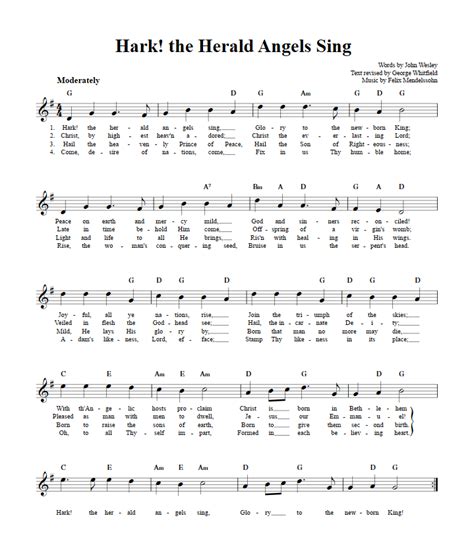 Hark! the Herald Angels Sing C Instrument Sheet Music (Lead Sheet) with ...