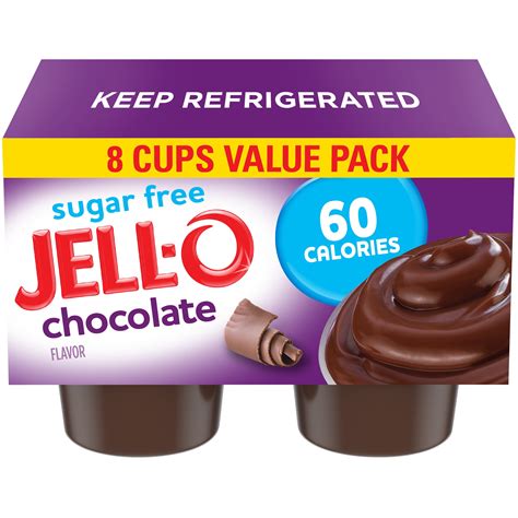 Jell-O Chocolate Sugar Free Pudding Cups Snack Value Pack, 8 Ct Cups - Walmart.com