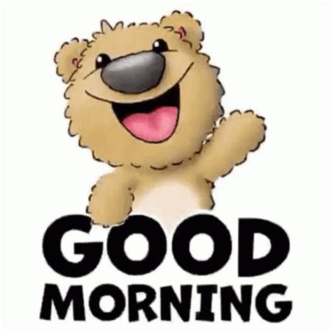 a brown teddy bear with the words good morning on it's chest and smiling