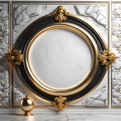 Premium AI Image | a gold framed mirror with a gold and black frame.