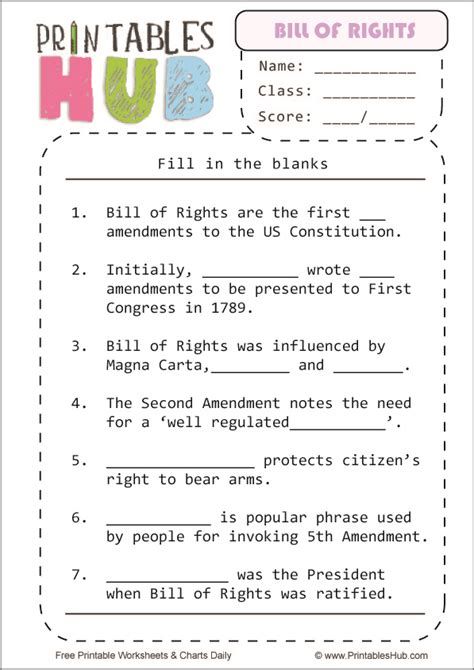 Free Printable Bill Of Rights Worksheets [PDF] - Printables Hub