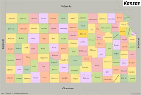 Kansas State Map Showing Counties - United States Map