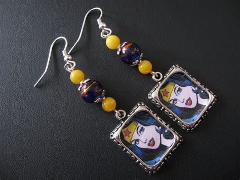 Wonder Woman Jewelry Comic Book Jewelry Super Hero Earrings