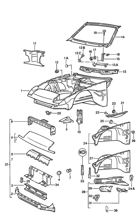 Porsche 944 (1982 - 1985) - Body front section. > PET Online > WebAutoCats.com