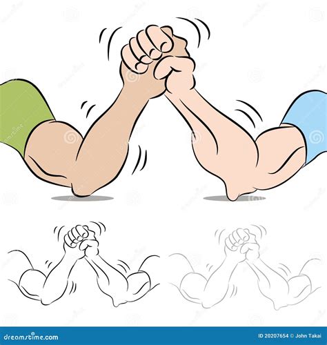 Cartoon Arm Wrestling Clipart - Spacotin