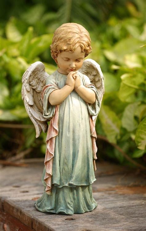 Pastel Praying Cherub Angel Garden Decor Statue Memorial Gift #•STATUES ...