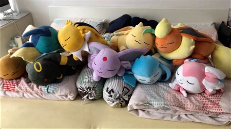 Big Pokemon Center Sleepy Plushies: All 9 Eeveelutions Cushions - YouTube