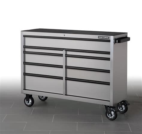 Craftsman 53" 9-Drawer Rolling Cart - Stainless Steel