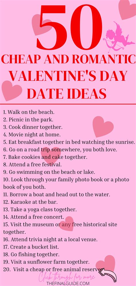 50 CHEAP AND ROMANTIC VALENTINE'S DAY DATE IDEAS in 2021 | Day date ideas, Cheap valentine ...